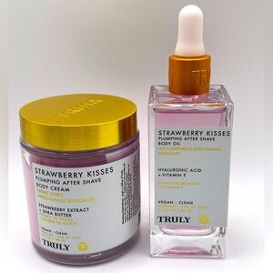 TRULY Strawberry Kisses Set of Plumping After Shave Body Cream and Body Oil